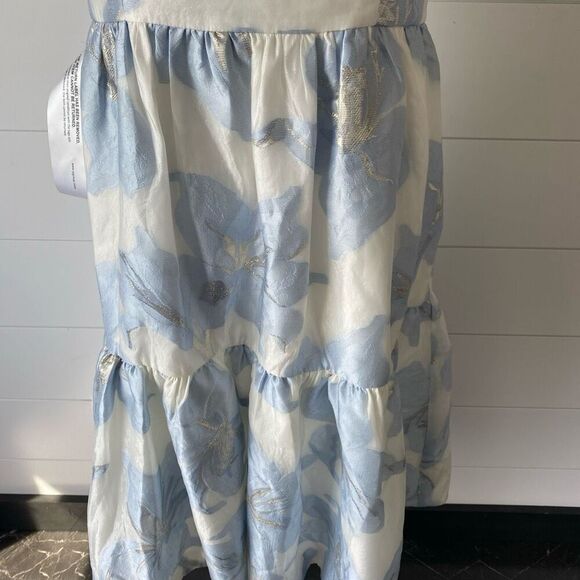 Kay Unger CASSIE MIDI DRESS Size 12 Blue, Silver, White - Picture 6 of 13